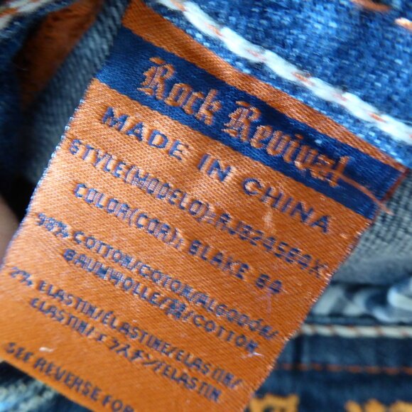 Rock Revival Blake Light Blue Denim Straight Boot Leg Jeans Size 29 Long Tall - Picture 13 of 14